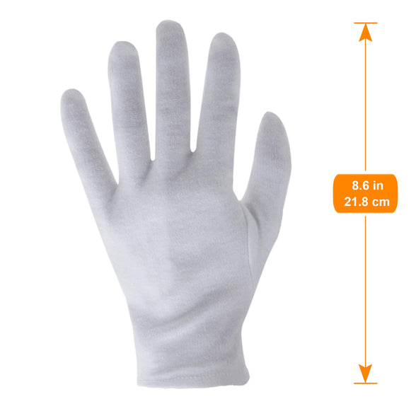 12 Pairs Cotton Gloves for Dry Hands, White Cotton Gloves for Eczema, Cotton Gloves for Handling Film, SPA Gloves for Women, Inspection Gloves for Men, Cloth Gloves Coin Gloves Photography Gloves