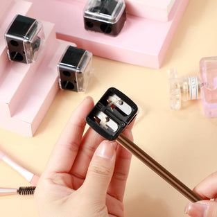 15 Pcs Eyeliner Sharpener Dual Makeup Sharpeners Cosmetic Pencil Sharpener Compact Makeup Pencil Sharpeners for Eyeliner Lip Liner Pencils, Black