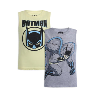 BATMAN DC Comics Boys’ 2 Pack Tank Top for Toddler and Little Boys’ – Yellow/Grey