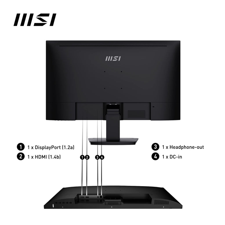 MSI PRO MP273 27" Monitor, FHD (1920 x 1080), 75Hz, IPS, 5ms, HDMI, DisplayPort, Speakers, Anti-Glare, Anti-Flicker, Less Blue light, TÜV Certified, VESA, Kensington, Black