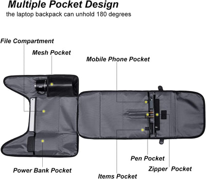 ah arctic hunter Backpack Anti-Theft Backpack for Men with 15.6 Inch Laptop Pocket Water-resistant Multi-Pocket Laptop Bag for Business School Travel, Black