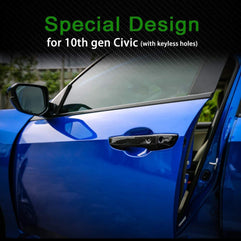 SYOSI Car Door Handle, Carbon Fiber Pattern, Left-hand Drive Handle, for 10th Gen Civic Carbon Fiber Style Door Handle Cover, for Honda Civic, Abs Black