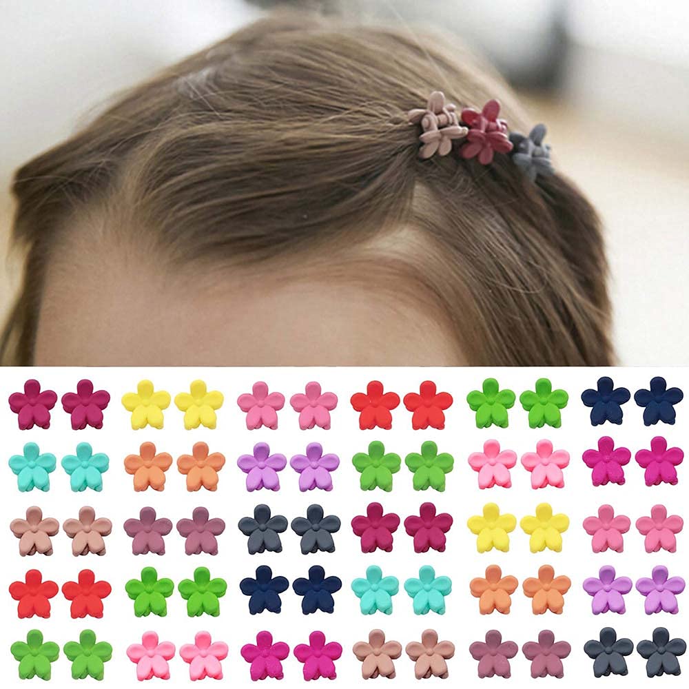 KASTWAVE 60Pcs Baby Girl Mini Hair Claw Clips Flower Hair Bangs Pin Baby Girl Hair Accessories Clips Color Clip