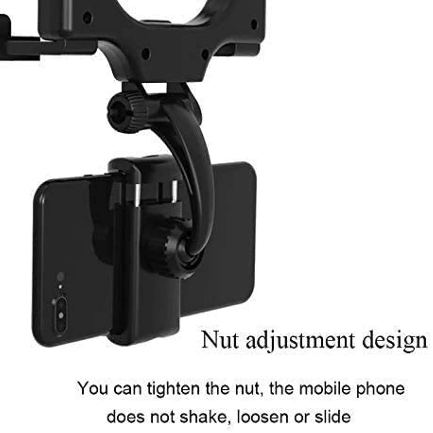 360 Rotation Adjustable Car Rearview Mirror Mount Phone Holder GPS Stand Universal Navigate Support Automobile Data Recorder Bracket Easy to Install Applicable to 99% of Car Models