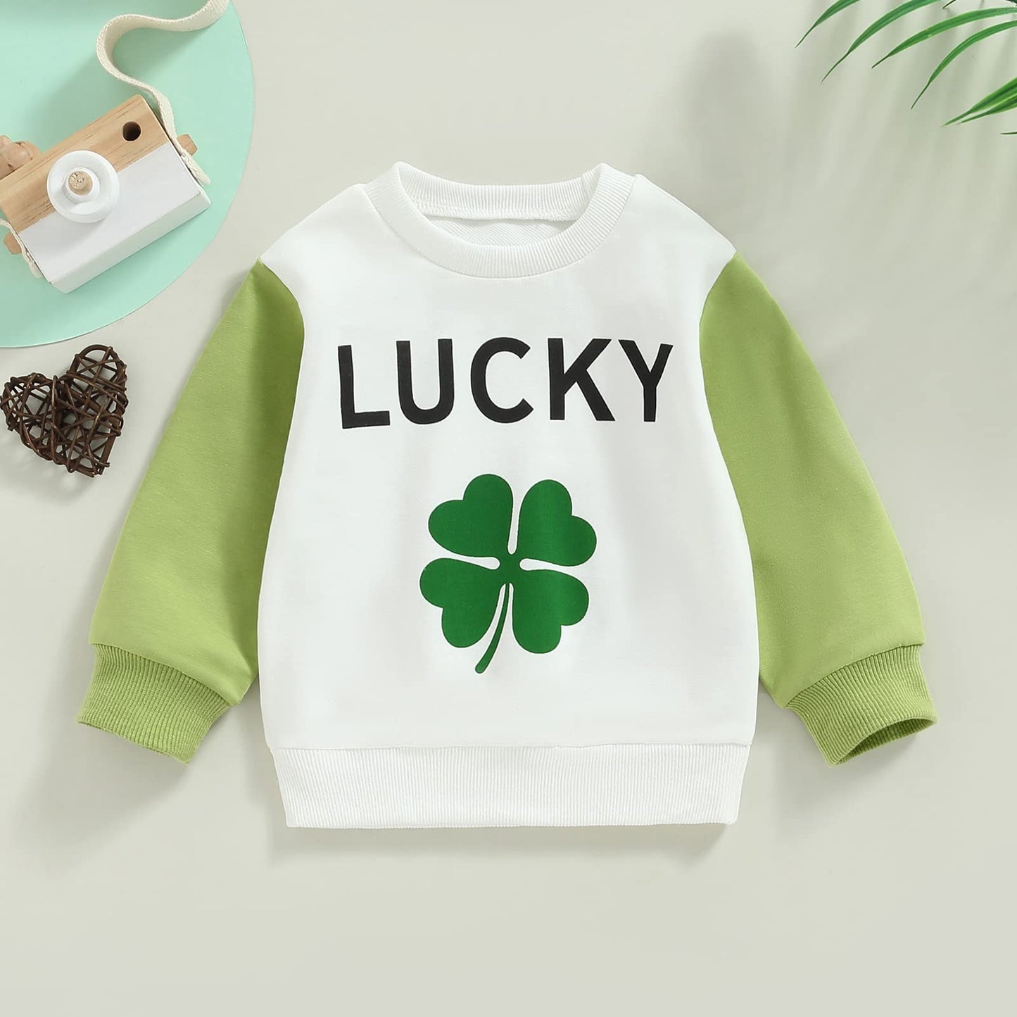 DNOMAID YZARC Toddler Baby Girl Boy St Patricks Day Clothes Clover Letters Sweatshirt Crewneck Long Sleeve Sweater Shirt Tops 0-6M