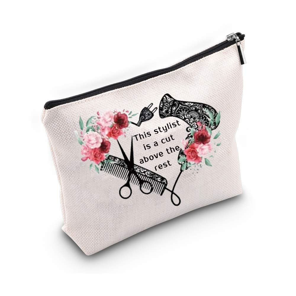 G2TUP Hairdresser Cosmetologist Gift for Hair Stylist Women Cosmetic Bag Barber Floral Pouch This Stylist is a Cut Above the Rest, Hair Stylist