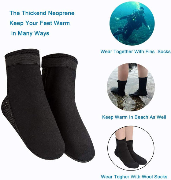 ReHaffe Water Neoprene Socks 3mm Sand Volleyball Socks Anti Slip Diving Booties for Men Women Youth Kids Swimming Surfing Snorkeling Spearfishing Wadeing and Water Sports