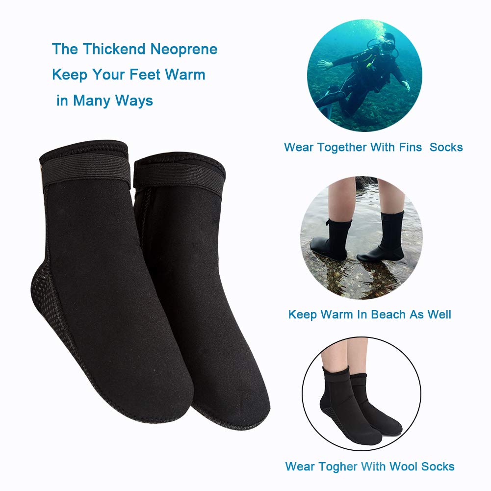 ReHaffe Water Neoprene Socks 3mm Sand Volleyball Socks Anti Slip Diving Booties for Men Women Youth Kids Swimming Surfing Snorkeling Spearfishing Wadeing and Water Sports