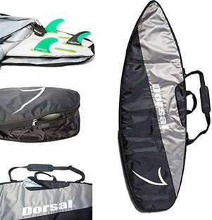 DORSAL Travel Shortboard and Longboard Surfboard Board Day Bag Cover Black/Grey Nylon (Sizes 5'6, 5'10, 6'0, 6'2, 6'6, 6'8, 7'0, 7'2, 7'6, 8'0, 8'6, 9'0, 9'6)