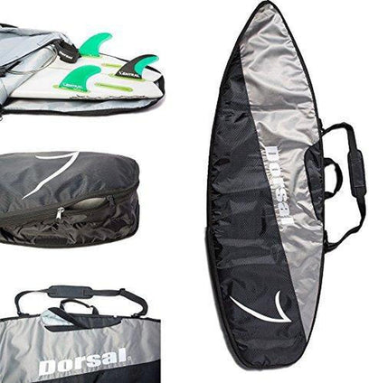 DORSAL Travel Shortboard and Longboard Surfboard Board Day Bag Cover Black/Grey Nylon (Sizes 5'6, 5'10, 6'0, 6'2, 6'6, 6'8, 7'0, 7'2, 7'6, 8'0, 8'6, 9'0, 9'6)