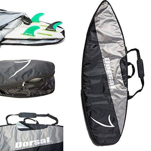 DORSAL Travel Shortboard and Longboard Surfboard Board Day Bag Cover Black/Grey Nylon (Sizes 5'6, 5'10, 6'0, 6'2, 6'6, 6'8, 7'0, 7'2, 7'6, 8'0, 8'6, 9'0, 9'6)