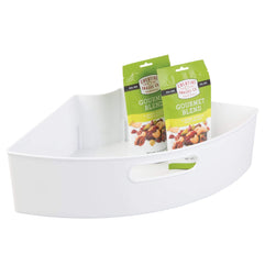 iDesign 62631 Plastic Lazy Susan Cabinet Storage Bin, 1/4 Wedge Container for Kitchen, Pantry, Counter, BPA-Free, 16.5" x 11" x 4", White