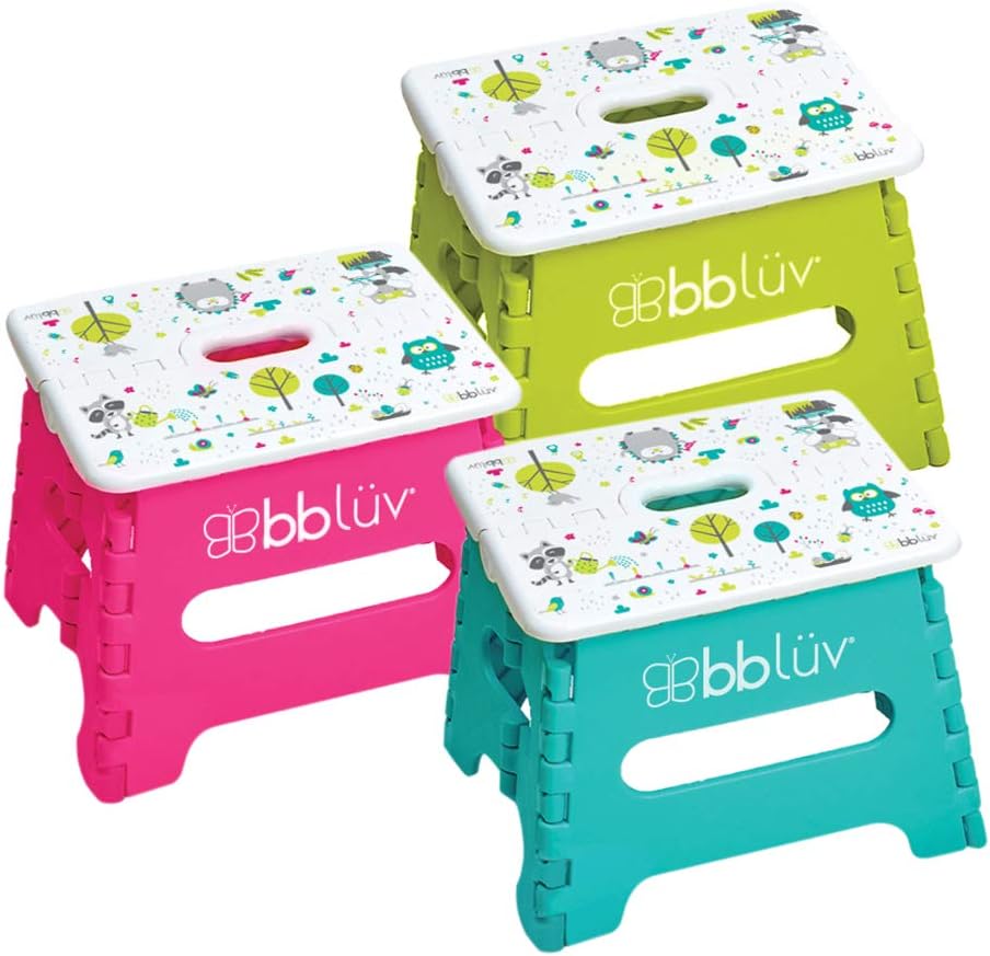 Bbluv Foldable Step Stool-Compact And Easy Clean Pink, Pink