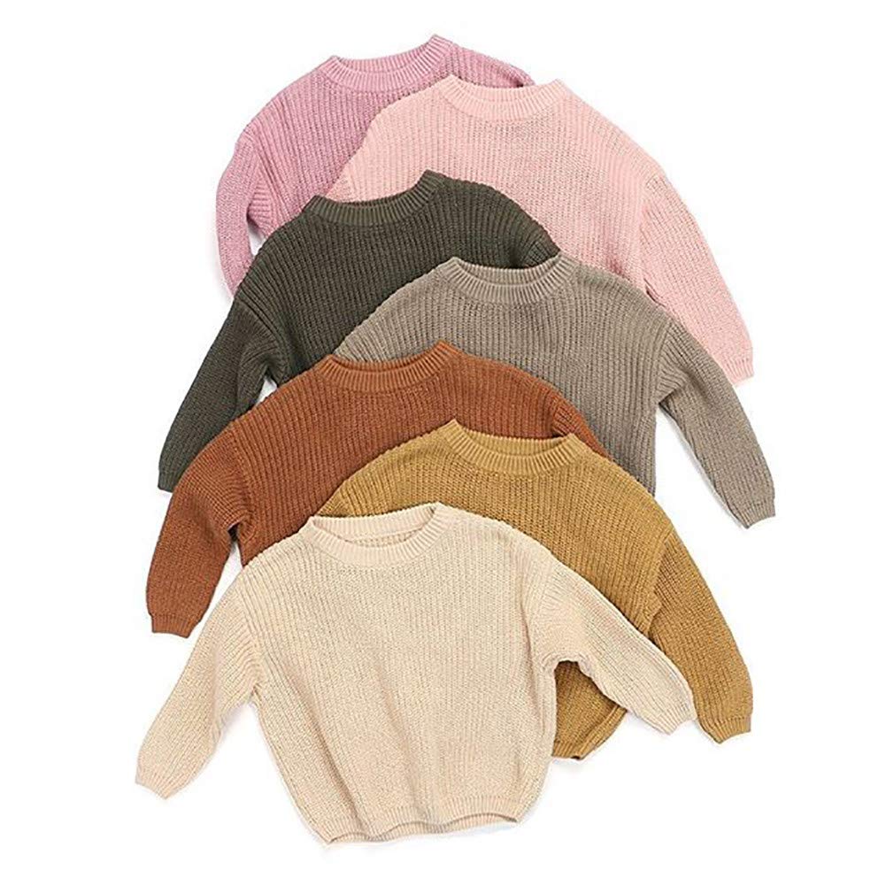 Newborn Toddler Baby Knitted Sweater Kids Boy Girl Fall Winter Warm Crewneck Pullover Tops Outfits Clothes 18-24M