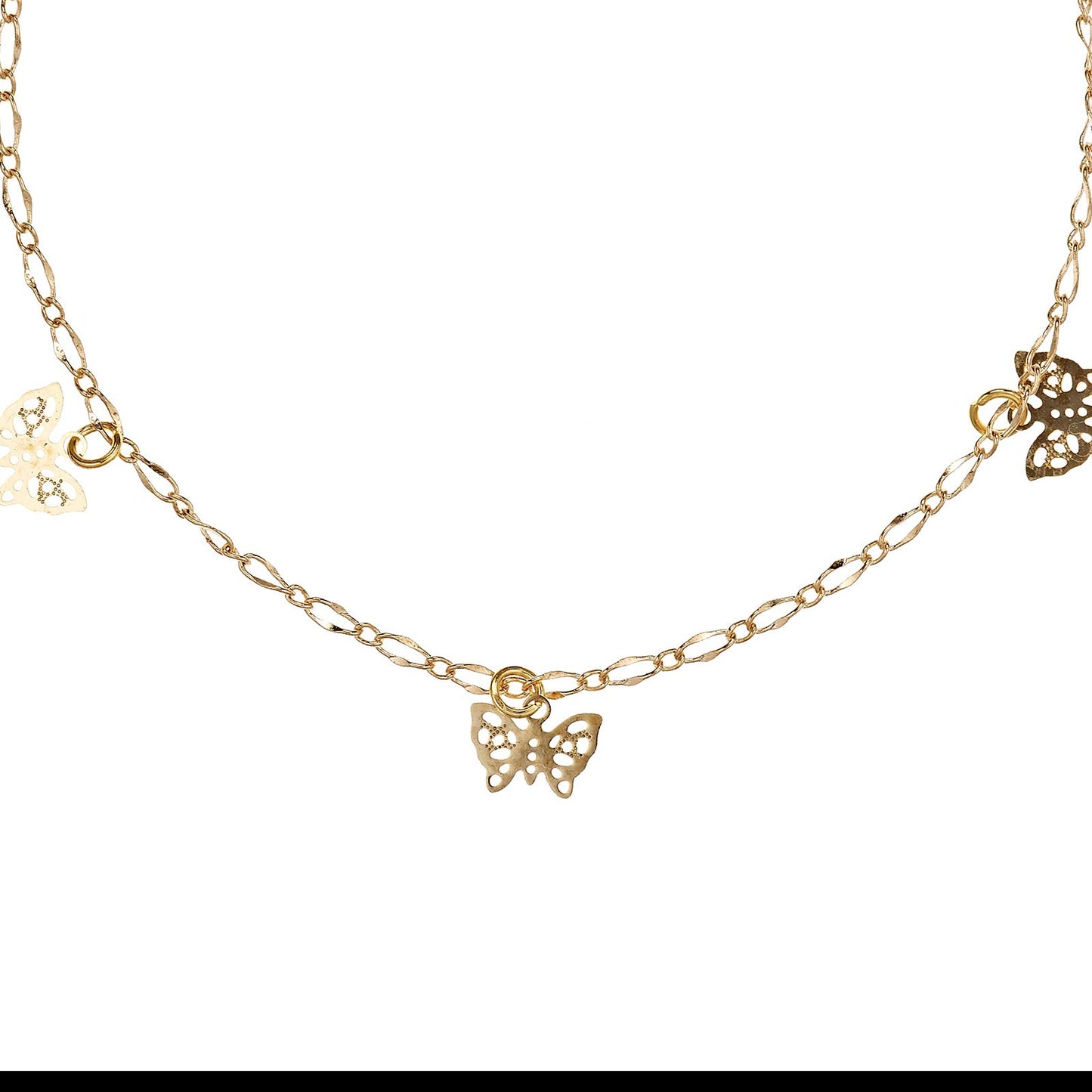 Alwan Gold Plated Medium Size Anklet with Butterflies for Women - EE3816DBUTM