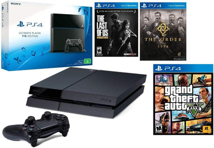 Sony PlayStation 4 1TB with Last of Us + The Order + GTA 5 and Extra Dualshock 4 Controller