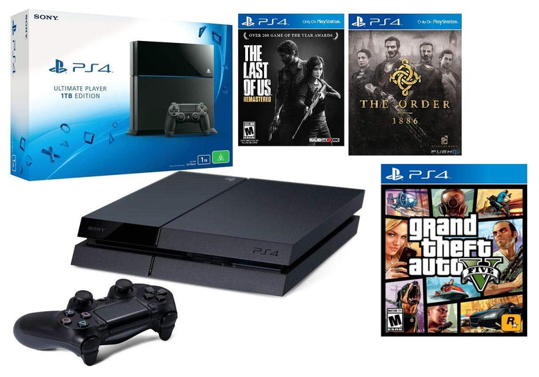 Sony PlayStation 4 1TB with Last of Us + The Order + GTA 5 and Extra Dualshock 4 Controller