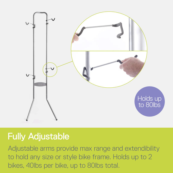 Bike Rack for Garage & Home by Delta Cycle - No Drilling Required - Fully Adjustable Gravity Storage Rack for Any Style Bicycle - Freestanding Vertical Rack