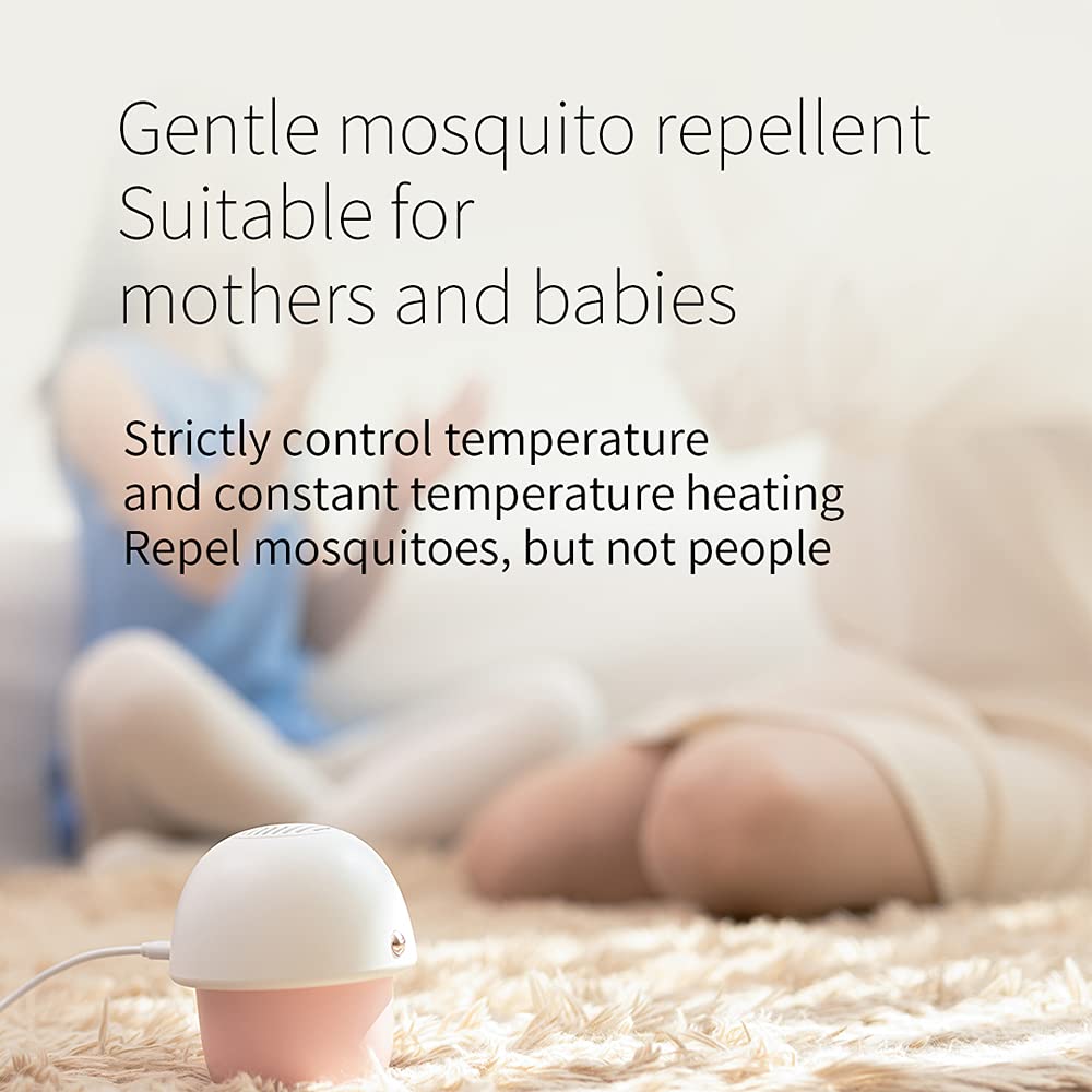 Pepisky Electric Mosquito Repellent Heater with Built-in Fan for Liquid Diffusion Timer Function Cute Mushroom Portable USB Electric Mosquitoes Repeller Indoor for Bedroom Baby Room Living Room