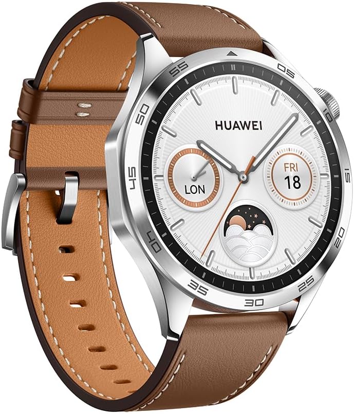 HUAWEI Watch GT4 46mm Smartwatch, HUAWEI Scale3 + Strap, Upto 2-Weeks Battery Life, Pulse Wave Arrhythmia Analysis, 24/7 Health Monitoring, Compatible with Andriod & iOS, Brown