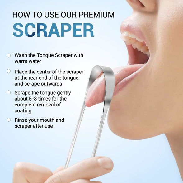 Tongue Scraper Pack of 2 - Tongue Cleaner 100% Stainless Steel Tongue Scrapers for Adults - Best Steel Tongue Cleaner for Adults Oral Hygiene Tongue Scrapers