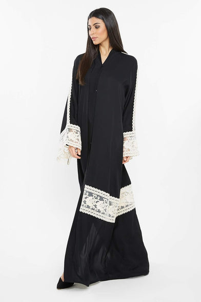 Nukhbaa Womens Abaya Made With Fine Fabric, Comes With Matching Hijab AJ118A