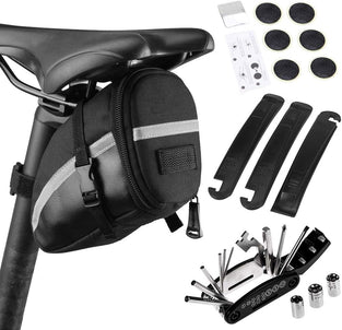 Eacam 16 in 1 Bike Multifunction Tool - Eacam Bicycle Saddle Bag Repair Tool Kit with Storage Bag Used for Mountain Bike and Road Bike