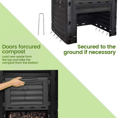 Garden Compost Bin from BPA Free Material, 80 Gallon(300 L), Easy Assembling, Large Capacity, Fast Creation of Fertile Soil (Black)