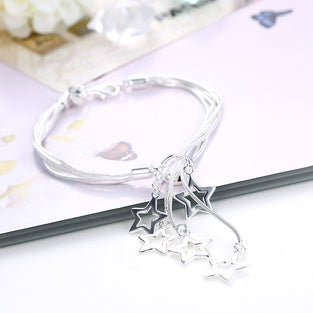 Yellow Chimes Stars Charms Stylish Silver Plated Charm Bracelet for Women