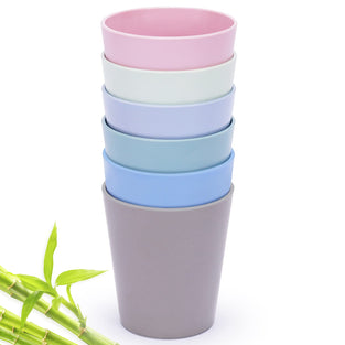 4pcs Bamboo Kids Cups (10oz) for Baby feeding, Non Toxic & Safe Toddler cups for Drinking，Eco-Friendly Tableware for Baby Toddler Kids Bamboo Kids Dinnerware sets，03