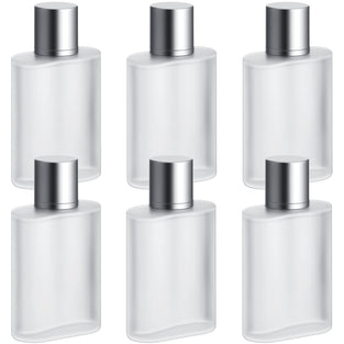 6 Pcs 100ml Frosted Glass Bottle Perfume Atomizer Refillable Spray Empty Perfume Bottles Fine Mist Atomizer Cosmetic Container for Travel (Silver)