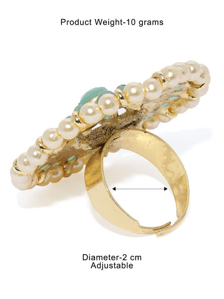 ZAVERI PEARLS Women's Non Precious Metal Ring (Green, Zpfk9147)