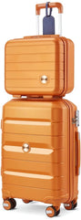 Luggage Sets Lightweight Clearance Expandable Hardside with Spinner Wheels for Travel(Orange,2-Piece Set)