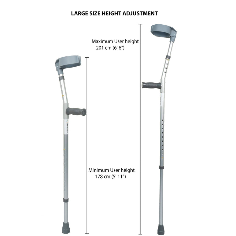 Rehamo Walking Forearm Crutch For Elderly, Disabled & Old People - Size L - Height 5.11-6.6 Ft | Adjustable Aluminum Alloy Crutches for Ankle Surgery | Medical Crutches for Broken Ankle & Leg | 1 Pc