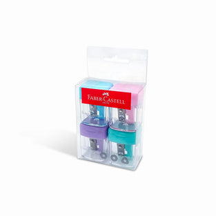 Faber-Castell Minibox Sharpener 4pc Pastel Colours,Suitable for graphite and colour pencils