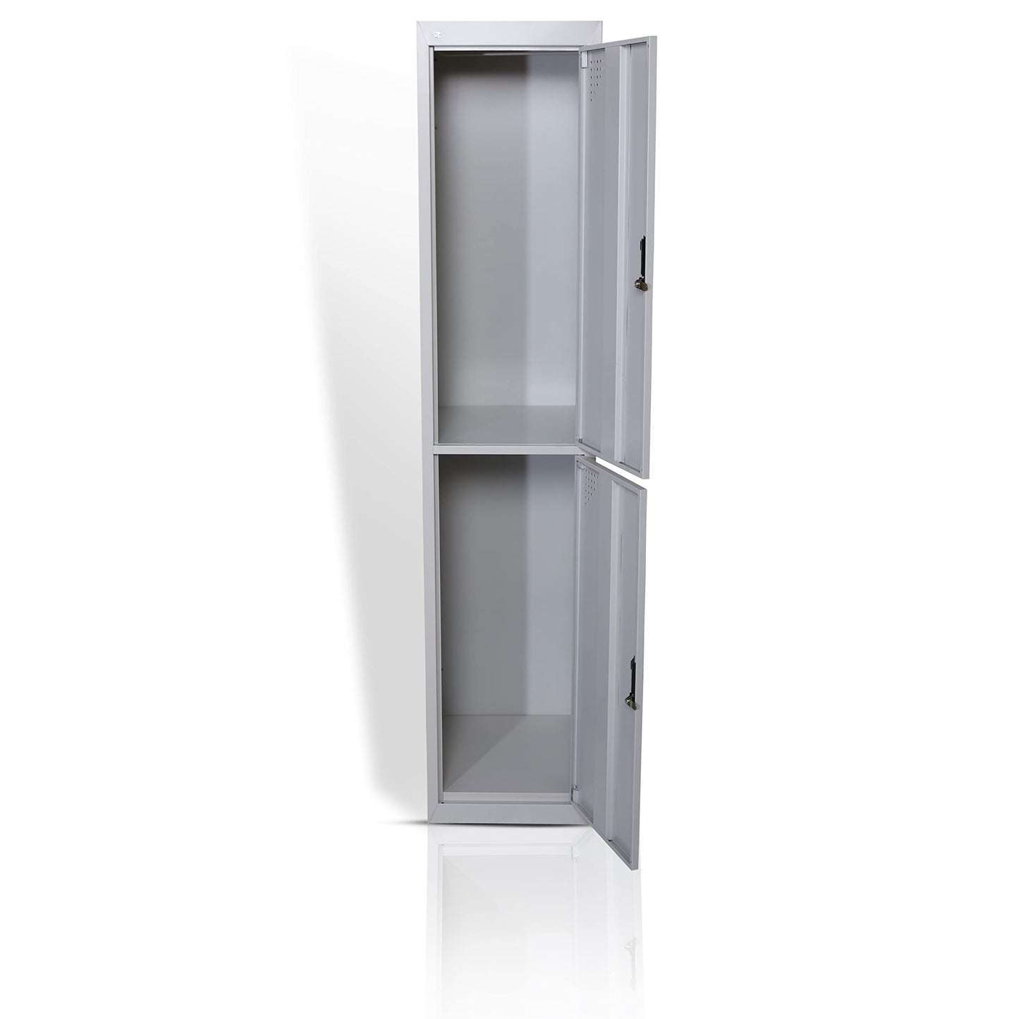 RIGID Double doors locker, Steel Metal Storage Locker- with 1 shelve - for Home & School & Office - Lock With plastic handle (Grey)