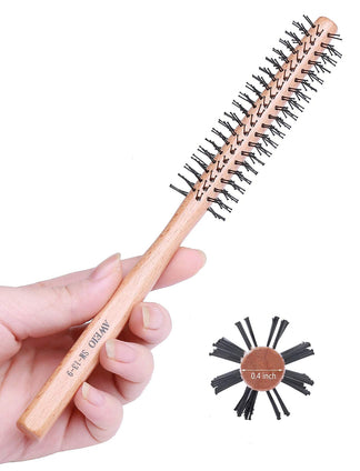 PerfeHair Small Round Barrel Brush for Short Hair, 1 Inch Mini Quiff Roller Comb for Women and Men, Best for Styling Thin Hair, Bangs, Beard