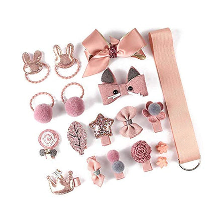 YouBella Hair Jewellery Clip Set for Baby Band for Girls (Pack of 18) (Pink)(YBHAIR_41326)