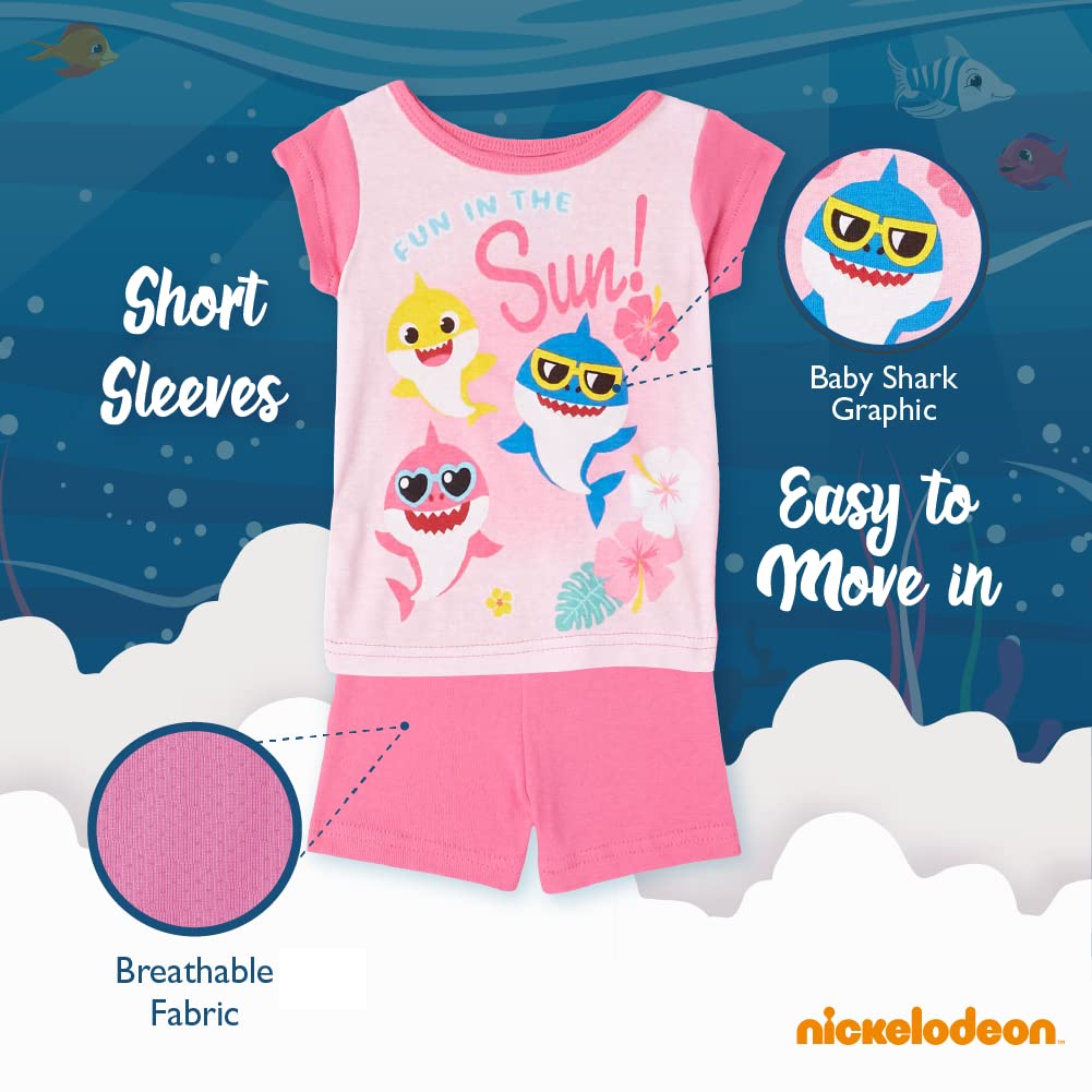 Nickelodeon Girls' Paw Patrol | Baby Shark | Blue's Clues & You 4-Piece Snug-fit Cotton Pajamas Set 18 Months