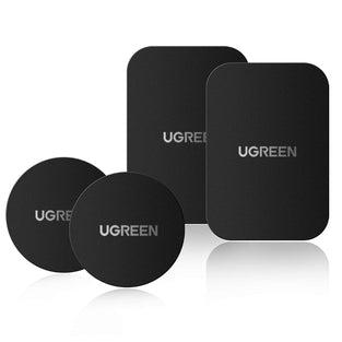 UGREEN Metal Plate Magnetic Patch 4 Pack Replacement Magnet Plate Car Kit Sticky Magnetic Phone Sticker Self Adhesive Pad Thin Magnet Disc for Car Vent Dash Mount Holder Cradle-2 Round 2 Rectangle