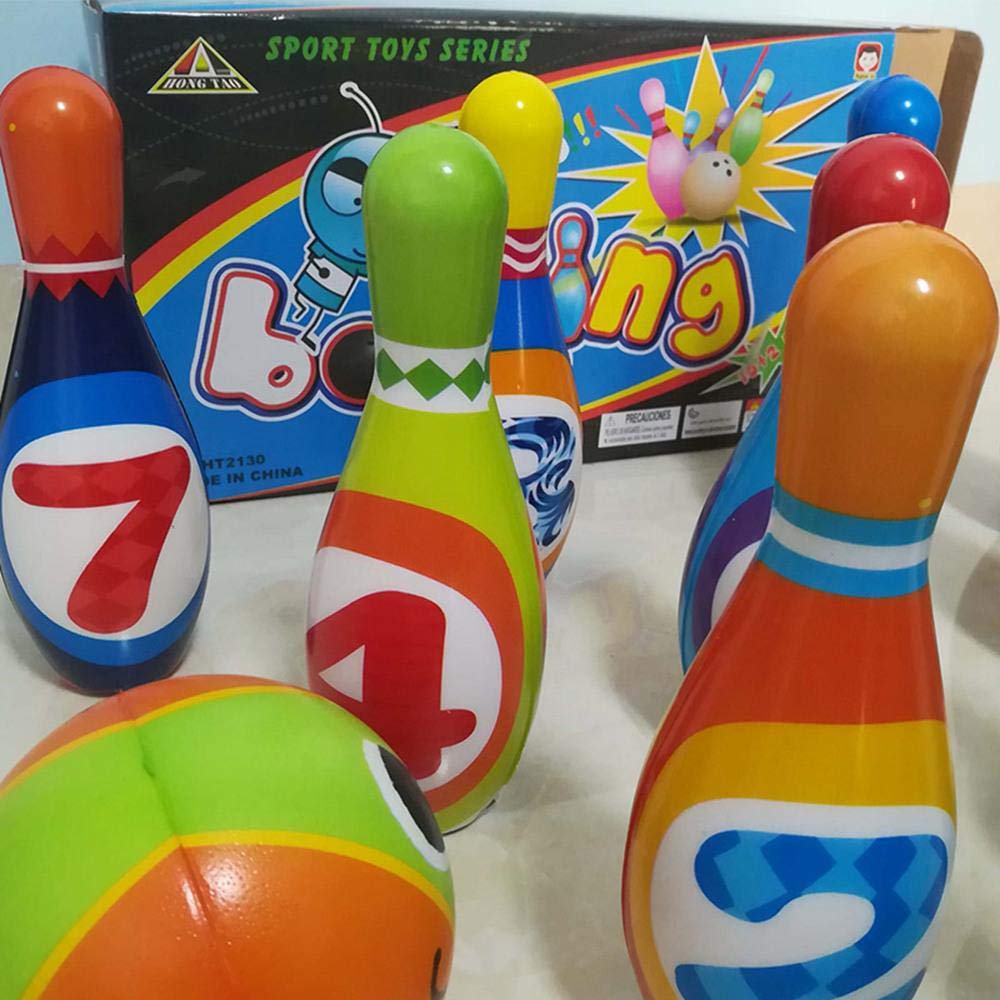 Foonee Kid's Plastic Bowling Game with 10 Pins and 2 Balls