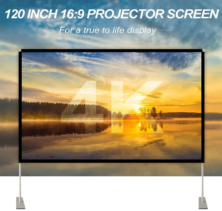 Abdtech Portable Outdoor Movie Screen, 120 inch 3D Projector Screen Frame Foldable Movie Screen for Projectors Outdoor Film Movie Night with Carrying Bag for Indoor Outdoor Home Party Camping