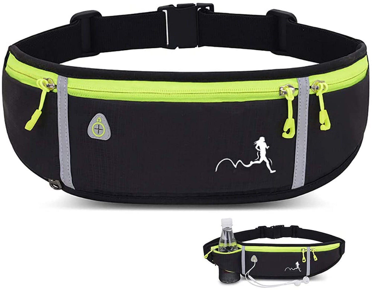 AMERTEER Slim Running Belt Fanny Pack,Waist Pack Bag for Hiking Cycling Workout,Reflective Runners Belt Jogging Pocket Belt Compatible with iPhone13,12 pro,Travelling Money Phone Holder for Running