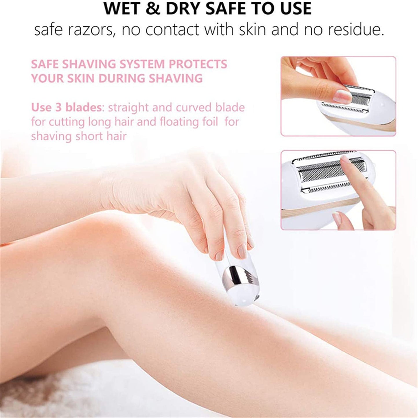 Arabest Electric Hair Removal Epilator, Portable Waterproof Painless Electric Hair Shaver, USB Rechargeable Lady Cordless Depilator, Bikini Trimmer Wet and Dry Use for Arm Bikini Leg Underarm