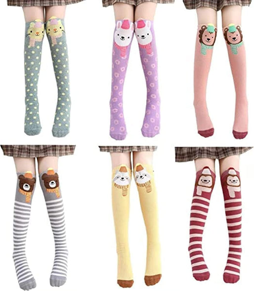 Girls Stockings, Cartoon Animal Cat Bear Fox Over Calf Knee High Socks, Girls Knee Socks Girls Cartoon Straight Socks Cotton Socks, Tube Socks Pure Cotton Socks (for 2-12 Years)