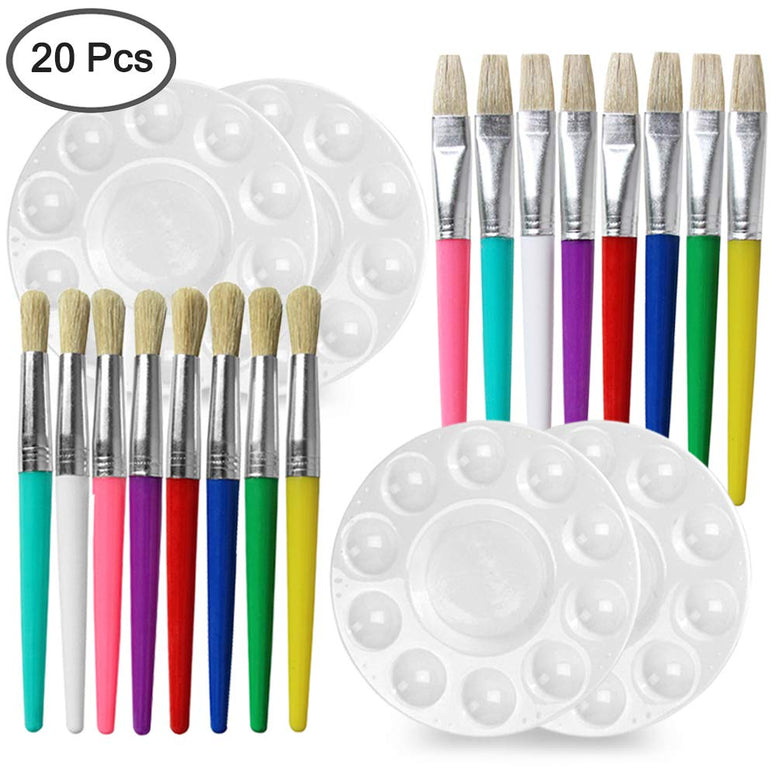 Paint Brush Set with Paint Tray Palette, FineGood Nylon Artist Painting Brush Hair Paintbrush for Students Beginners