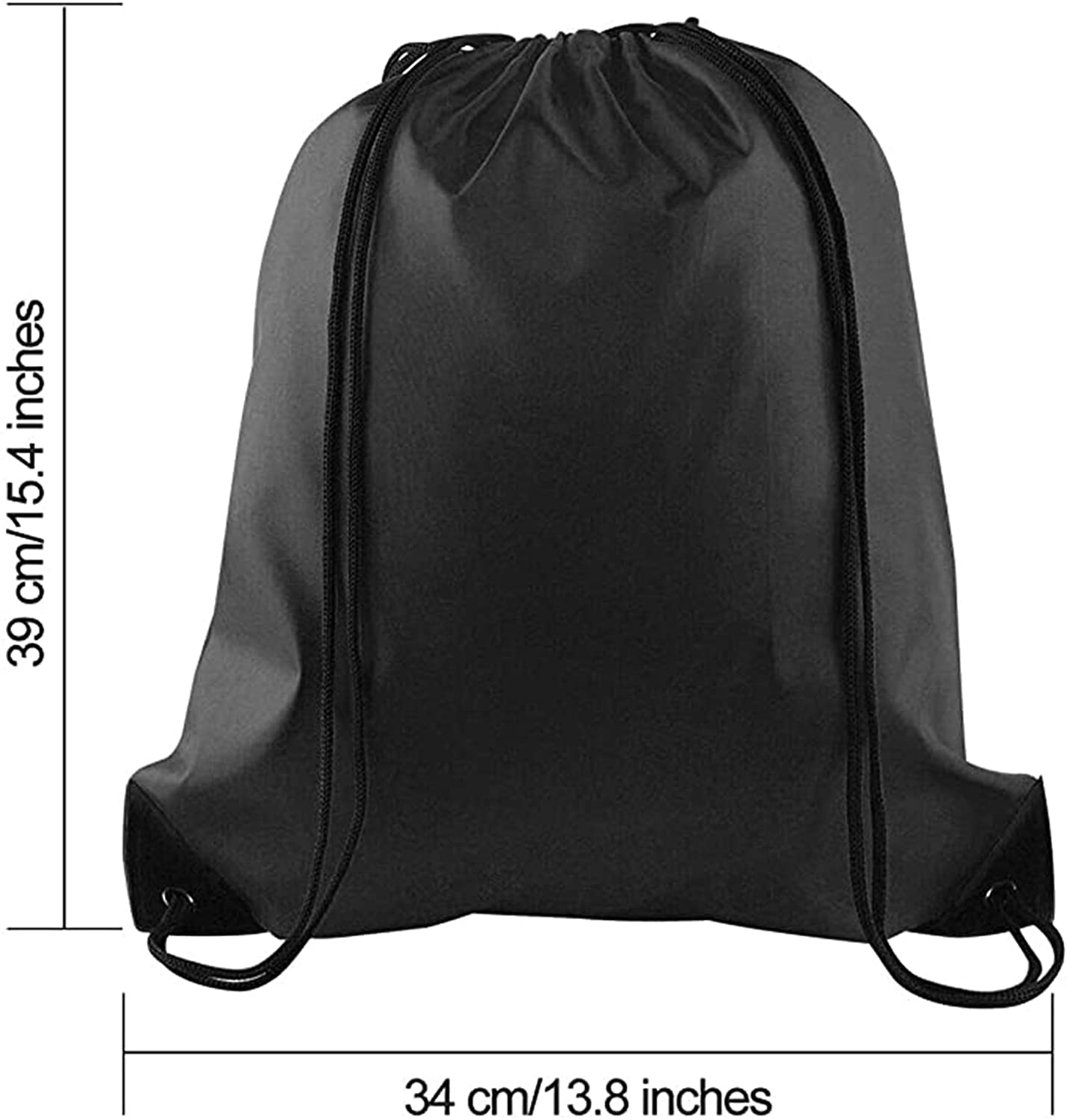 Portable String Drawstring Backpack Sack Gym Tote Bag, Black