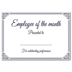 Employee of The Month Certificate - Blank Fill-in Paper Presentation Award - Pack of 24 - co-Worker Appreciation - A5 Size Eco-Friendly - Made in UK