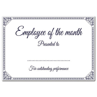 Employee of The Month Certificate - Blank Fill-in Paper Presentation Award - Pack of 24 - co-Worker Appreciation - A5 Size Eco-Friendly - Made in UK