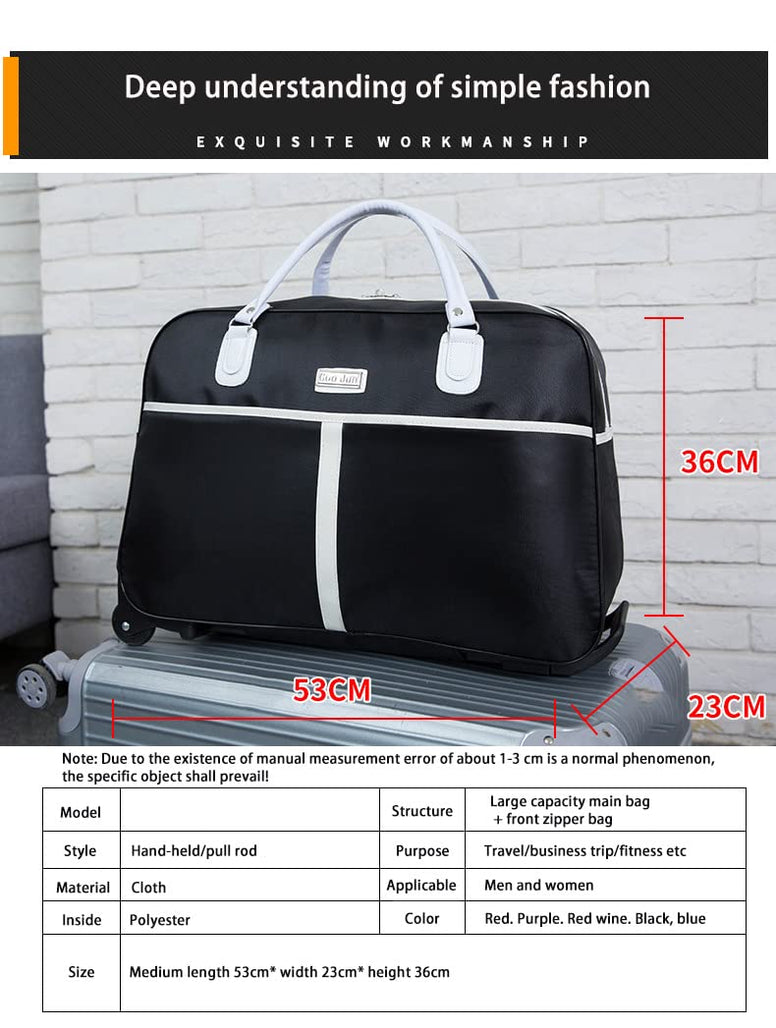 Rolling Duffle Bag with Wheels Expandable Travel Suitcase Duffel Foldable Lightweight Collapsible Trolley Bag Carry On Luggage for Women Men Short Trip Overnight Business Travel